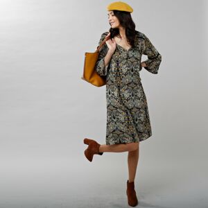 Blancheporte Šaty s potiskem a pagodovými rukávy khaki/medová 44