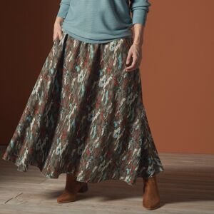 Blancheporte Dlouhá sukně s etno vzorem khaki 44