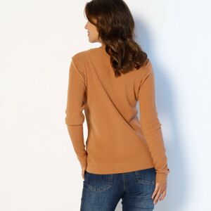 Blancheporte Žebrovaný pulovr s kulatým výstřihem karamelová 50