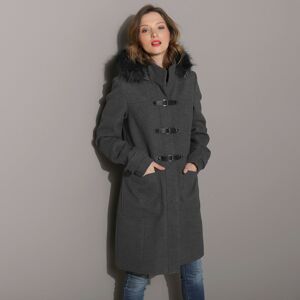 Blancheporte Jednobarevný kabát duffle-coat s kapucí antracitový melír 44