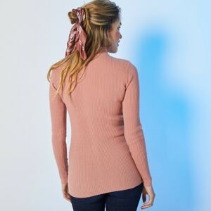 Blancheporte Žebrovaný pulovr se stojáčkem, délka cca 72 cm růžové dřevo 42/44