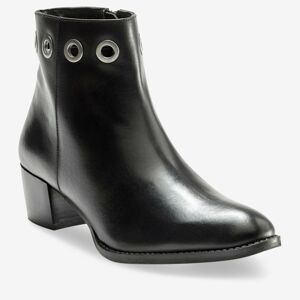 Blancheporte Kotníkové kožené boty s kovovými očky černá 40