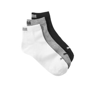 Blancheporte Kotníkové ponožky Quarter Puma, 3 páry, šedé, bílé, černé šedá+bílá+černá 39/42