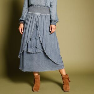 Blancheporte Volánová asymetrická sukně modrá džínová 44