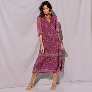 Blancheporte Volánové šaty s potiskem růžové dřevo 40