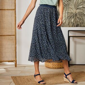 Blancheporte Dlouhá rozšířená sukně s minimalistickým vzorem námořnická modrá 46/48