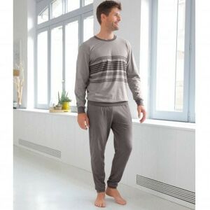 Blancheporte Pruhované pyžamo s kalhotami a dlouhými rukávy šedá 137/146 (4XL)
