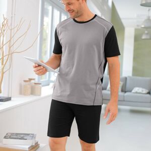 Blancheporte Pyžamo s kontrastním prošitím, krátké rukávy a šortky šedá/černá 107/116 (XL)