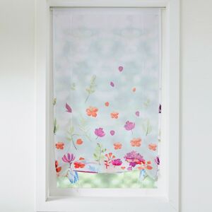Blancheporte Vitrážová záclona na vytažení, s potiskem lučního kvítí bílá/purpurová 45x90cm