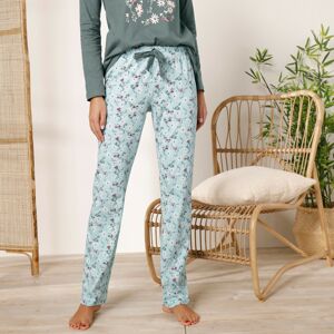 Blancheporte Pyžamové kalhoty s potiskem květin, bavlna zelená mořská 46/48
