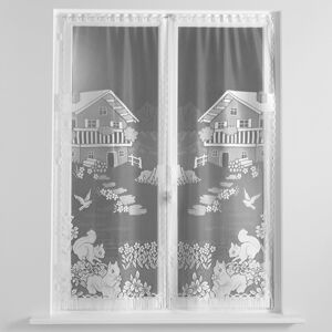 Blancheporte Rovné vitrážové záclonky s motivem veverek, sada 1 pár bílá 60x160cm