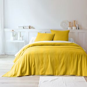 Blancheporte Jednobarevný tkaný přehoz na postel, bavlna hořčicová povlak na polštář 65x65cm