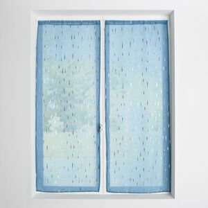 Blancheporte Vitrážová záclona se stříbrným motivem modrošedá 60x160cm