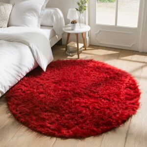 Blancheporte Kulatý koberec s vysokým vlasem červená pr. 140 cm