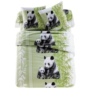 Blancheporte Povlečení Panda s potiskem, polybavlna zelená povlak na přikrývku 140x200cm