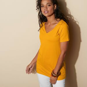 Blancheporte Jednobarevné tričko s výstřihem do "V" šafránová 52