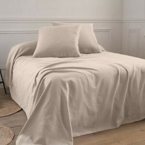 Blancheporte Jednobarevný tkaný přehoz na postel, bavlna šedobéžová povlak na polštář 65x65cm