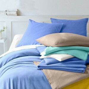 Blancheporte Jednobarevný tkaný přehoz na postel, bavlna modrá povlak na polštář 65x65cm