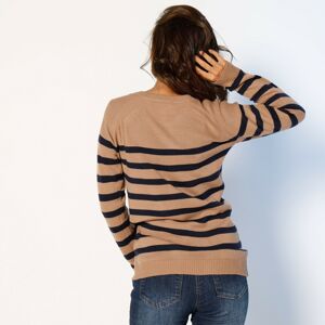 Blancheporte Pruhovaný pulovr s knoflíky tmavě modrá 40