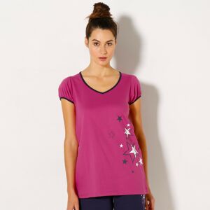 Blancheporte Jednobarevné tričko hvězdičky, s kr. rukávy, bavlněný žerzej fuchsie 52
