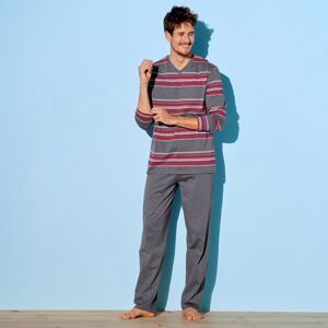 Blancheporte Pyžamo s kalhotami, s potiskem proužků šedá/červená 127/136 (3XL)