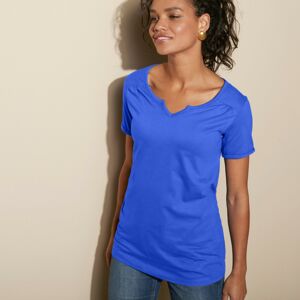Blancheporte Jednobarevné tričko s tuniským výstřihem modrá 50