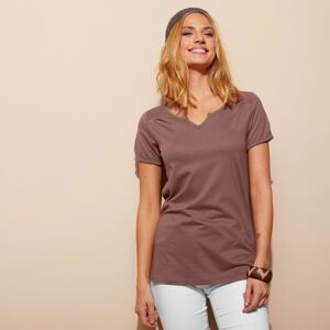 Blancheporte Jednobarevné tričko s tuniským výstřihem kaštanová 34/36