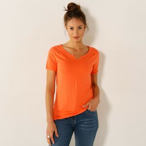 Blancheporte Jednobarevné tričko s tuniským výstřihem broskvová 50
