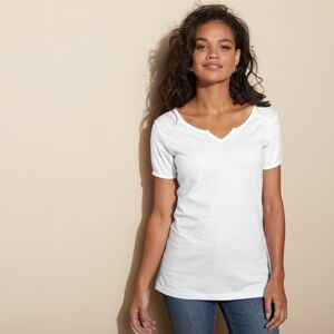 Blancheporte Jednobarevné tričko s tuniským výstřihem bílá 38/40