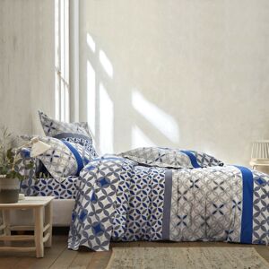 Blancheporte Povlečení Marlow s geometrickým vzorem, bavlna, zn. Colombine šedá/modrá povlak na polštář 65x65cm+lem