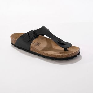 Blancheporte Žabkové kožené sandály se sponou, černé černá 40