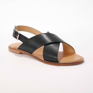 Blancheporte Ploché kožené sandály, černé černá 38