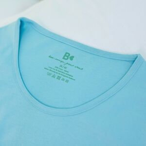 Blancheporte Pyžamo se 3/4 kalhotami a potiskem, ekologická výroba, bio bavlna bledě modrá 52