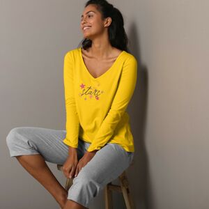 Blancheporte Pyžamové tričko Estrella, s dlouhými rukávy žlutá 46/48