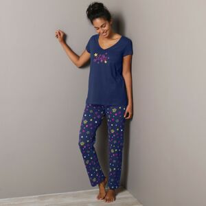 Blancheporte Dlouhé pyžamové kalhoty Estrella s potiskem hvězdiček námořnická modrá 50