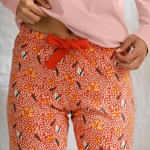 Blancheporte Pyžamové kalhoty s potiskem, bio bavlna terakota 52