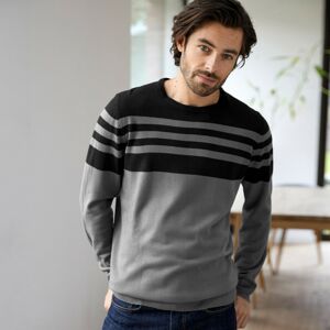 Blancheporte Pruhovaný pulovr s kulatým výstřihem šedá/černá 117/126 (XXL)