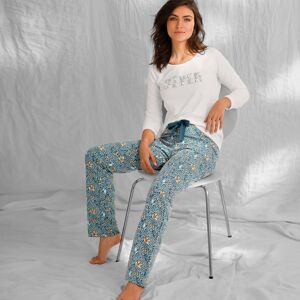 Blancheporte Pyžamové kalhoty s potiskem, bio bavlna modrá 50
