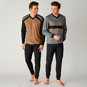 Blancheporte Sada 2 pyžam, trojbarevný design černá/karamelová 137/146 (4XL)