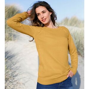 Blancheporte Jednobarevný pulovr s knoflíky na ramenou šafránová 50