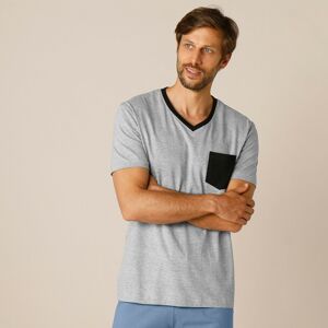 Blancheporte Dvoubarevné pyžamové tričko s krátkými rukávy šedý melír 127/136 (3XL)