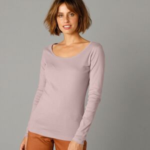 Blancheporte Jednobarevné tričko s dlouhými rukávy, bio bavlna hnědošedá 54