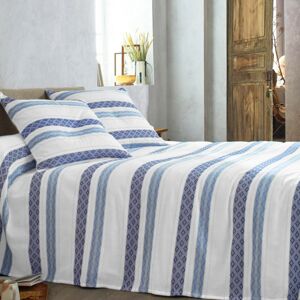 Blancheporte Přehoz na postel s tkanými pruhy modrá povlak na polštář 65x65cm
