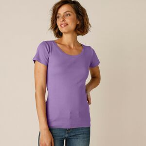 Blancheporte Jednobarevné tričko s krátkými rukávy, bio bavlna lila 46/48