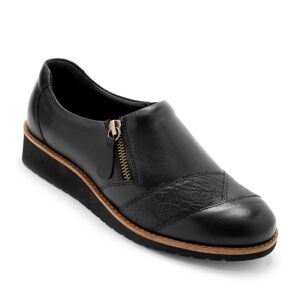 Blancheporte Kožené pohodlné boty na klínové podrážce, černé černá 37