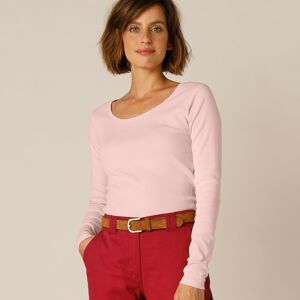 Blancheporte Jednobarevné tričko s dlouhými rukávy, bio bavlna růžová pudrová 52