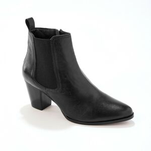 Blancheporte Kožené kotníkové boty s perforací, na podpatku, černé černá 38