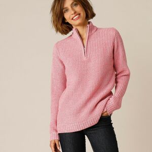 Blancheporte Vlněný pulovr se stojáčkem, anglický úplet růžové dřevo melír 54