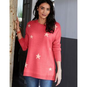 Blancheporte Žakárový pulovr s hvězdičkami korálová/broskvová 50