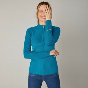 Blancheporte Žebrovaný pulovr se stojáčkem na zip modrá 54